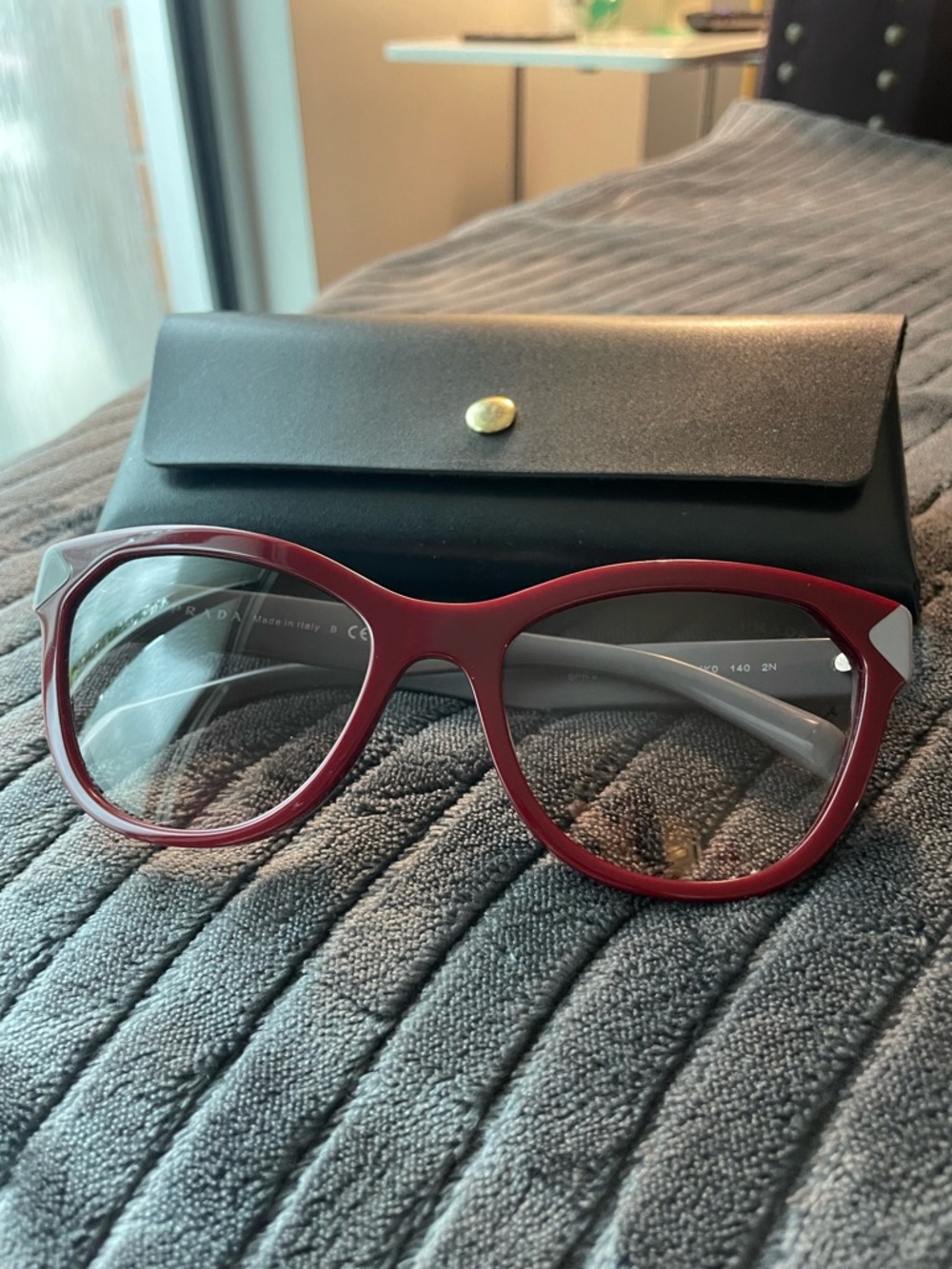 Prada Burgundy Round Women's Sun Glasses